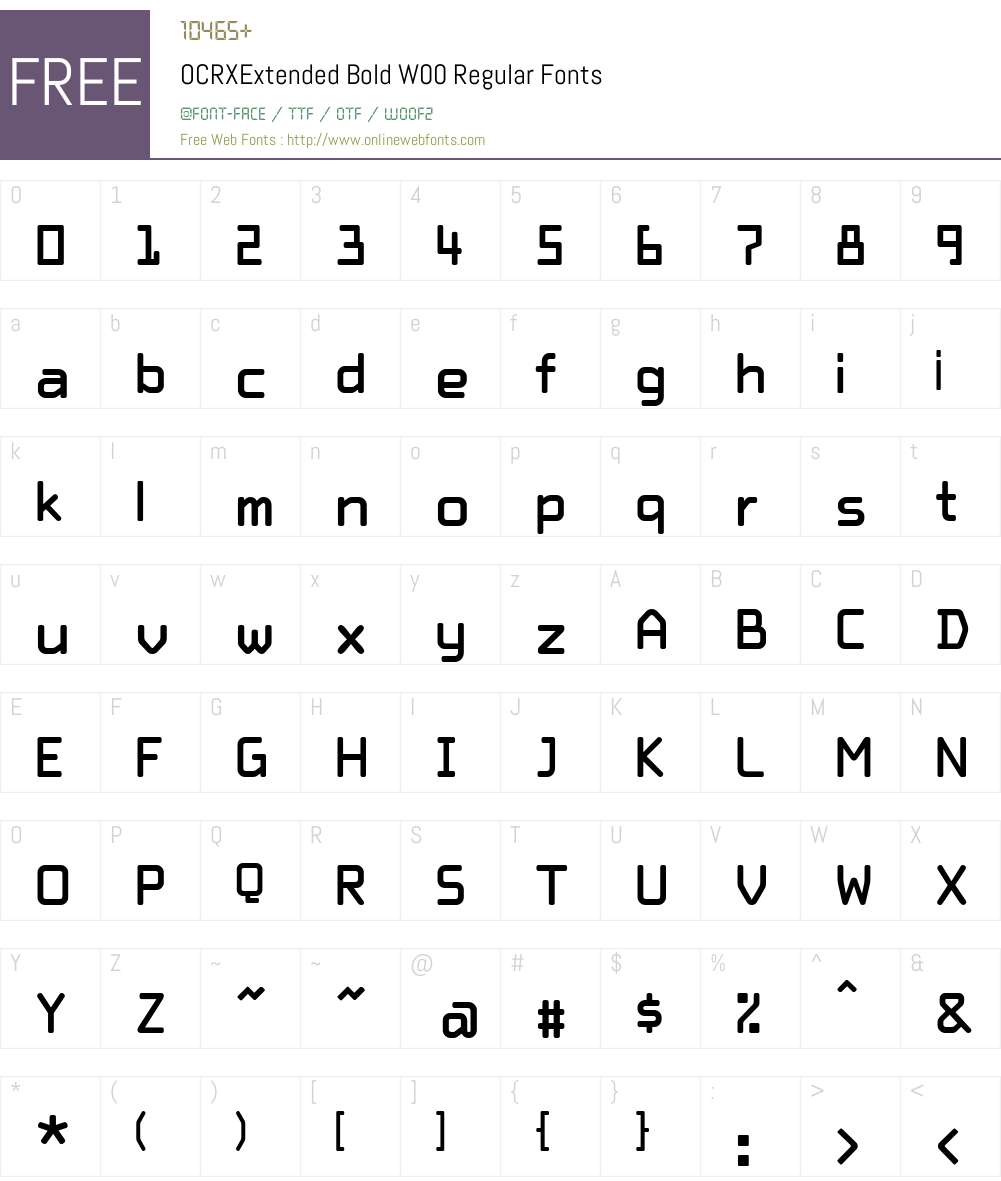 OCRX Font Screenshots