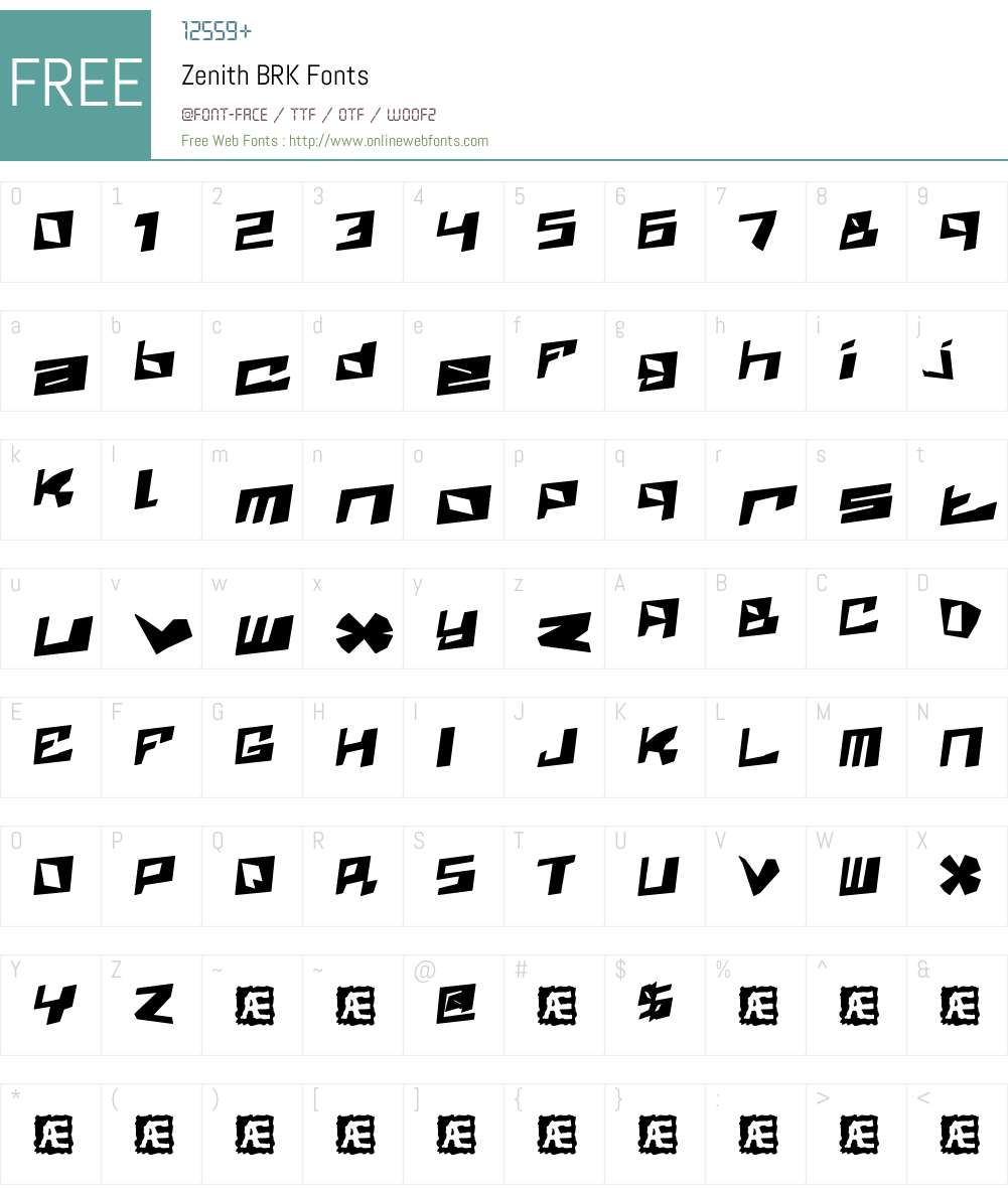 Zenith BRK Font Screenshots