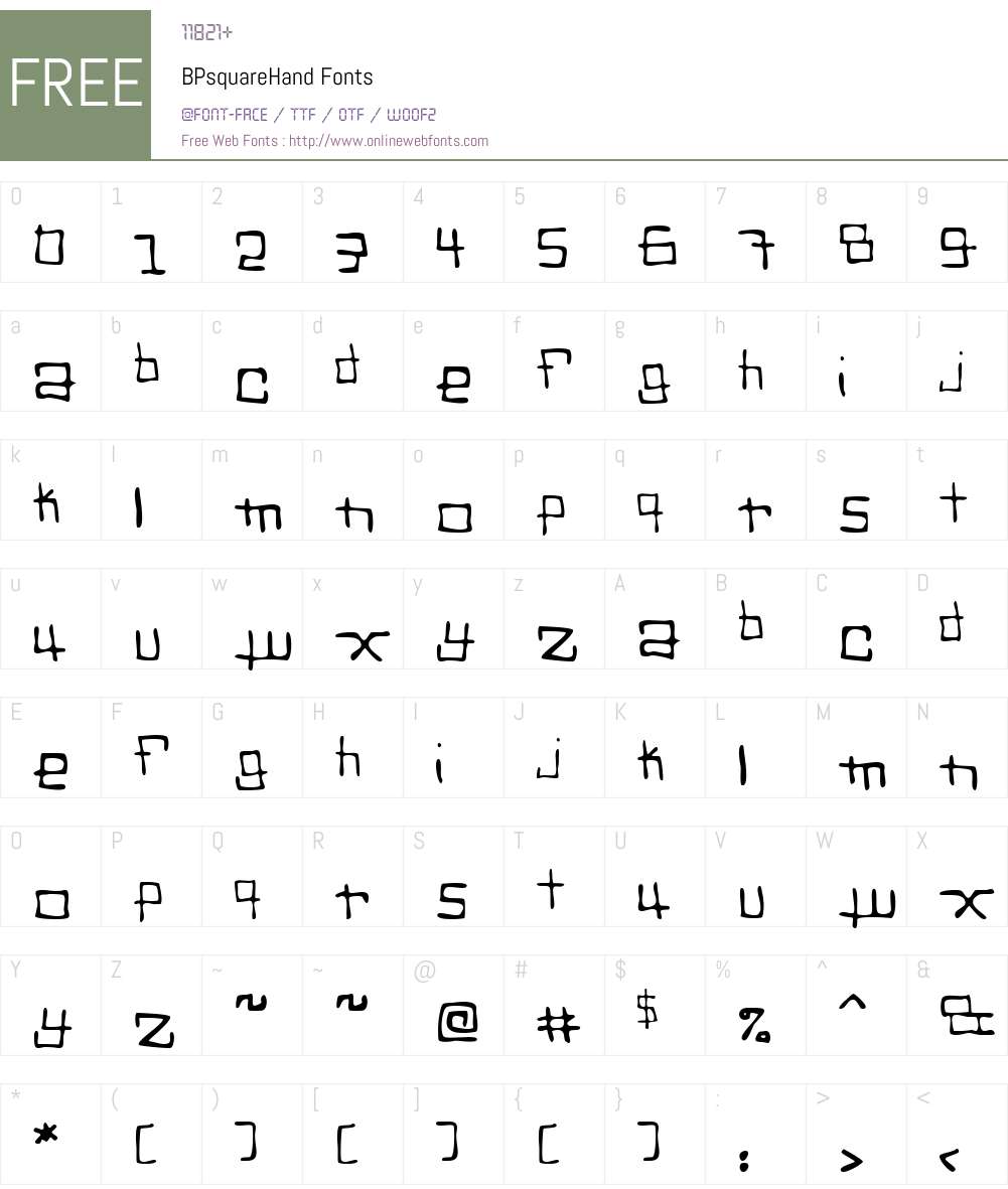 BPsquareHand Font Screenshots