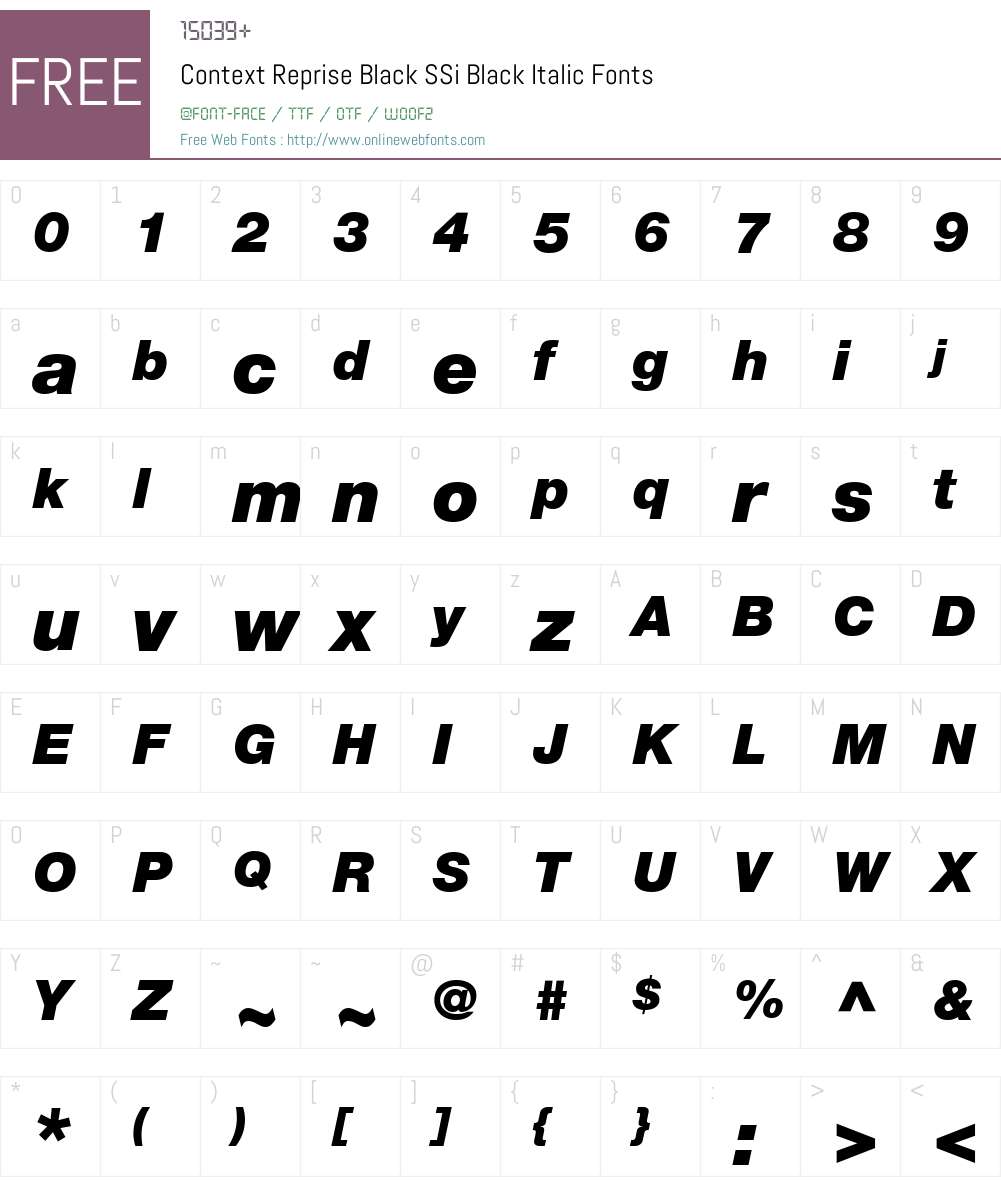Context Reprise Black SSi Font Screenshots