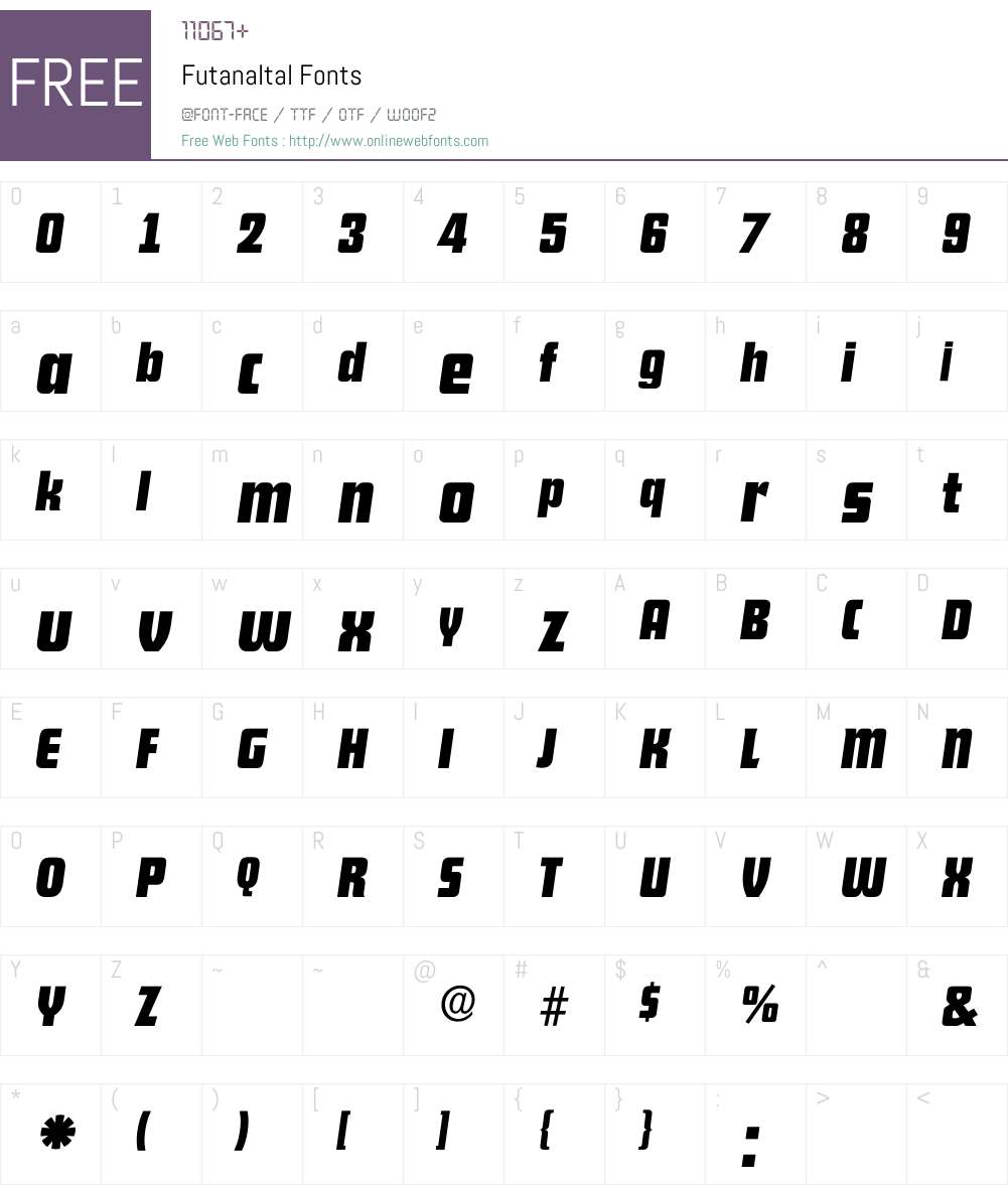 FutanaItal Font Screenshots