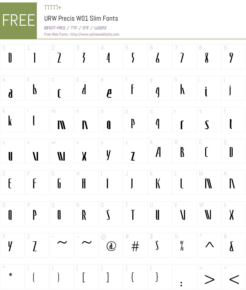 URWPrecisW01-Slim Font Screenshots