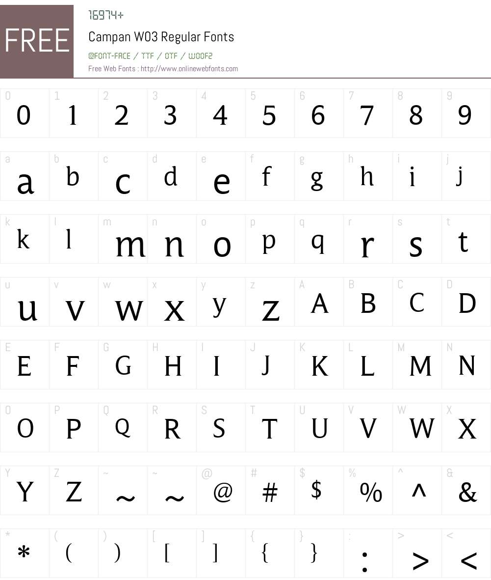 Campan Font Screenshots