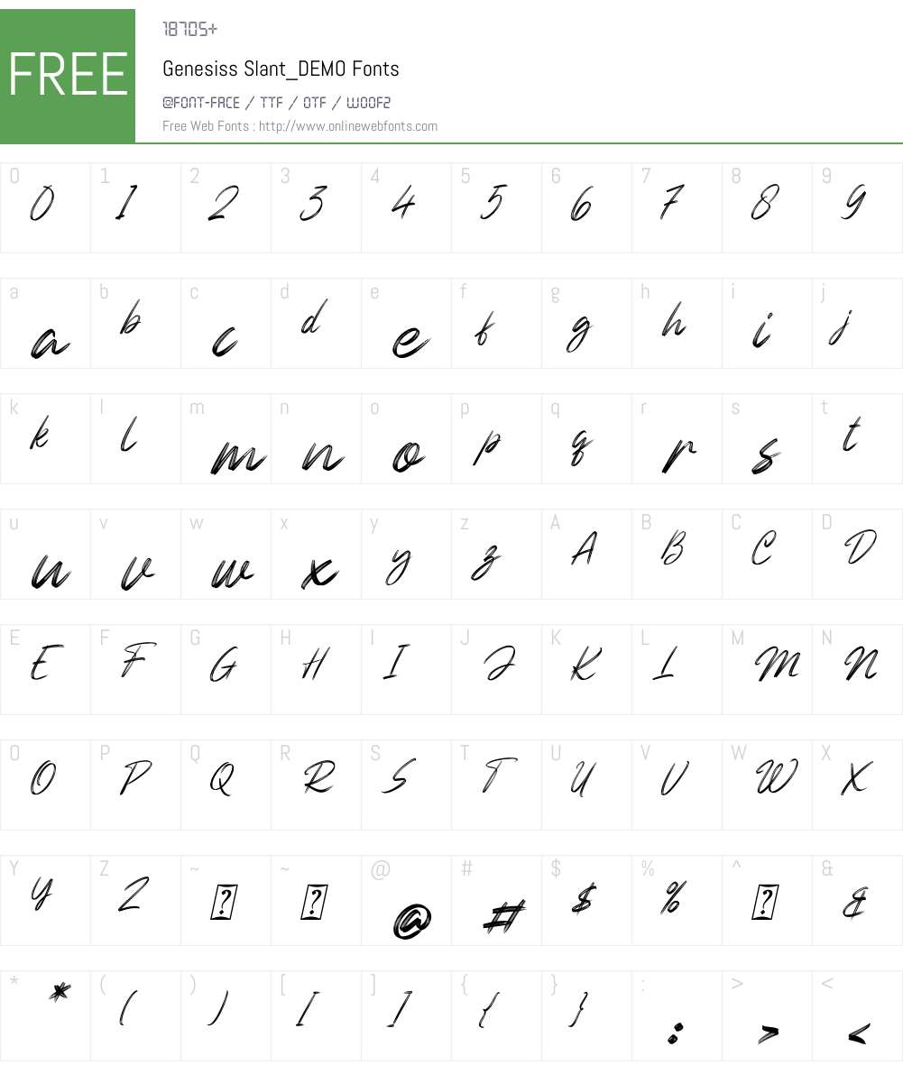 Genesiss Slant_DEMO Font Screenshots