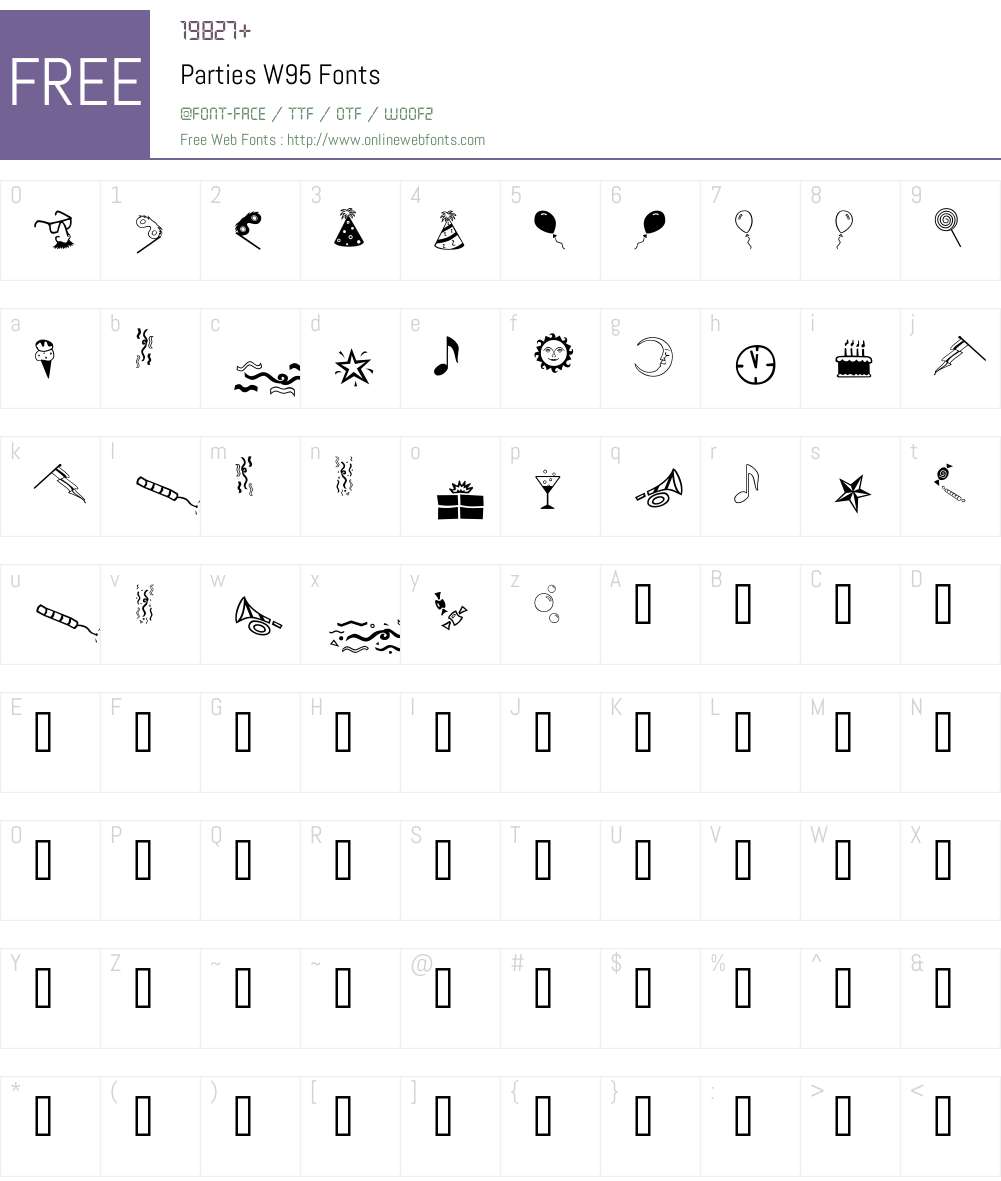 PartiesW95 Font Screenshots
