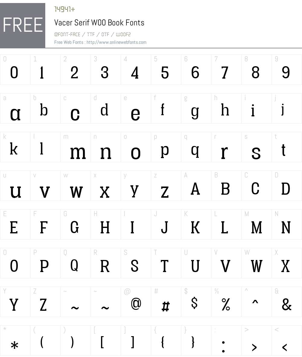 Vacer Serif Font Screenshots