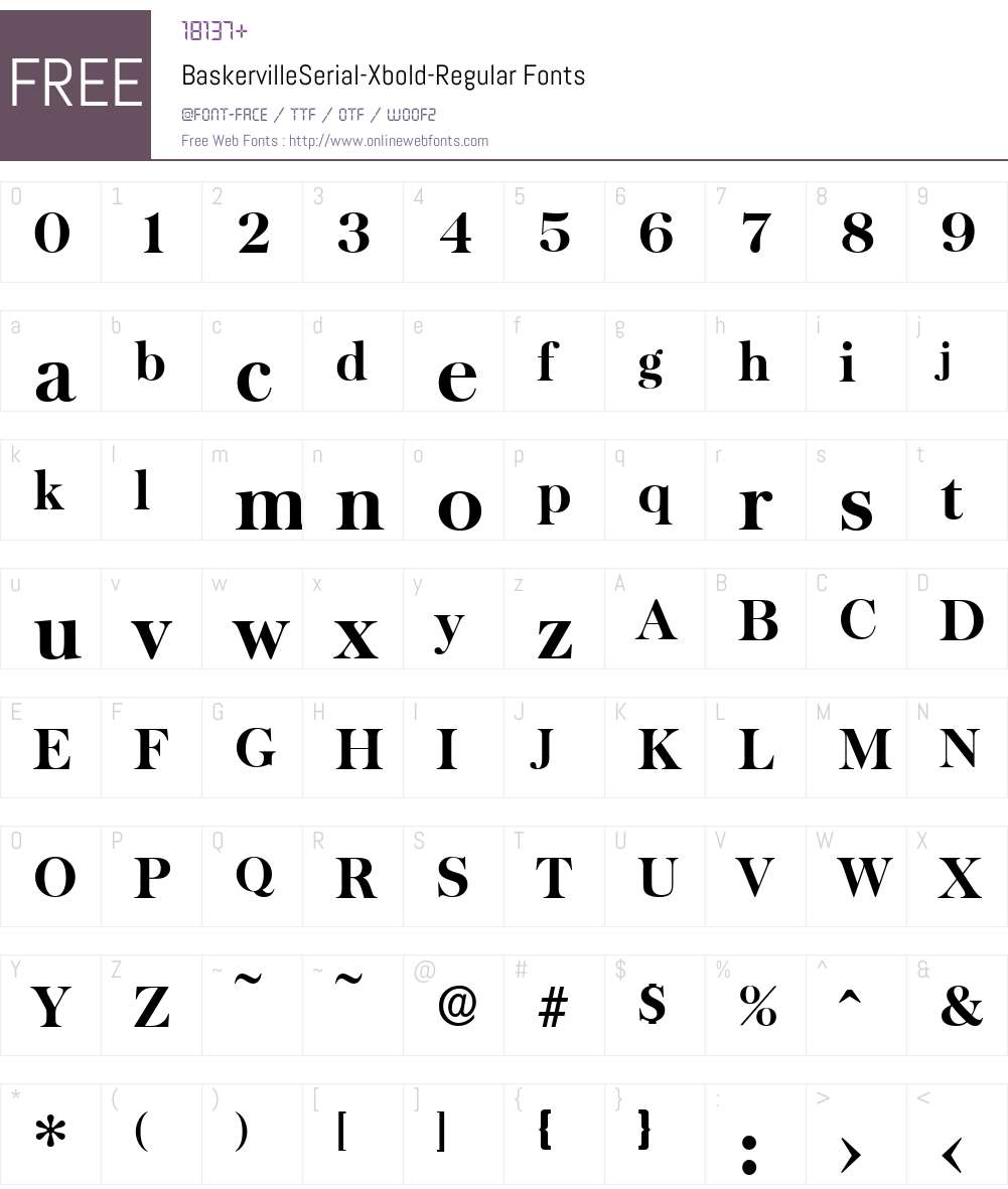 BaskervilleSerial-Xbold Font Screenshots