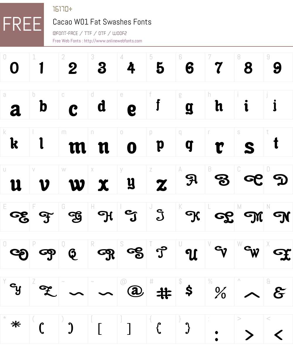 CacaoW01-FatSwashes Font Screenshots