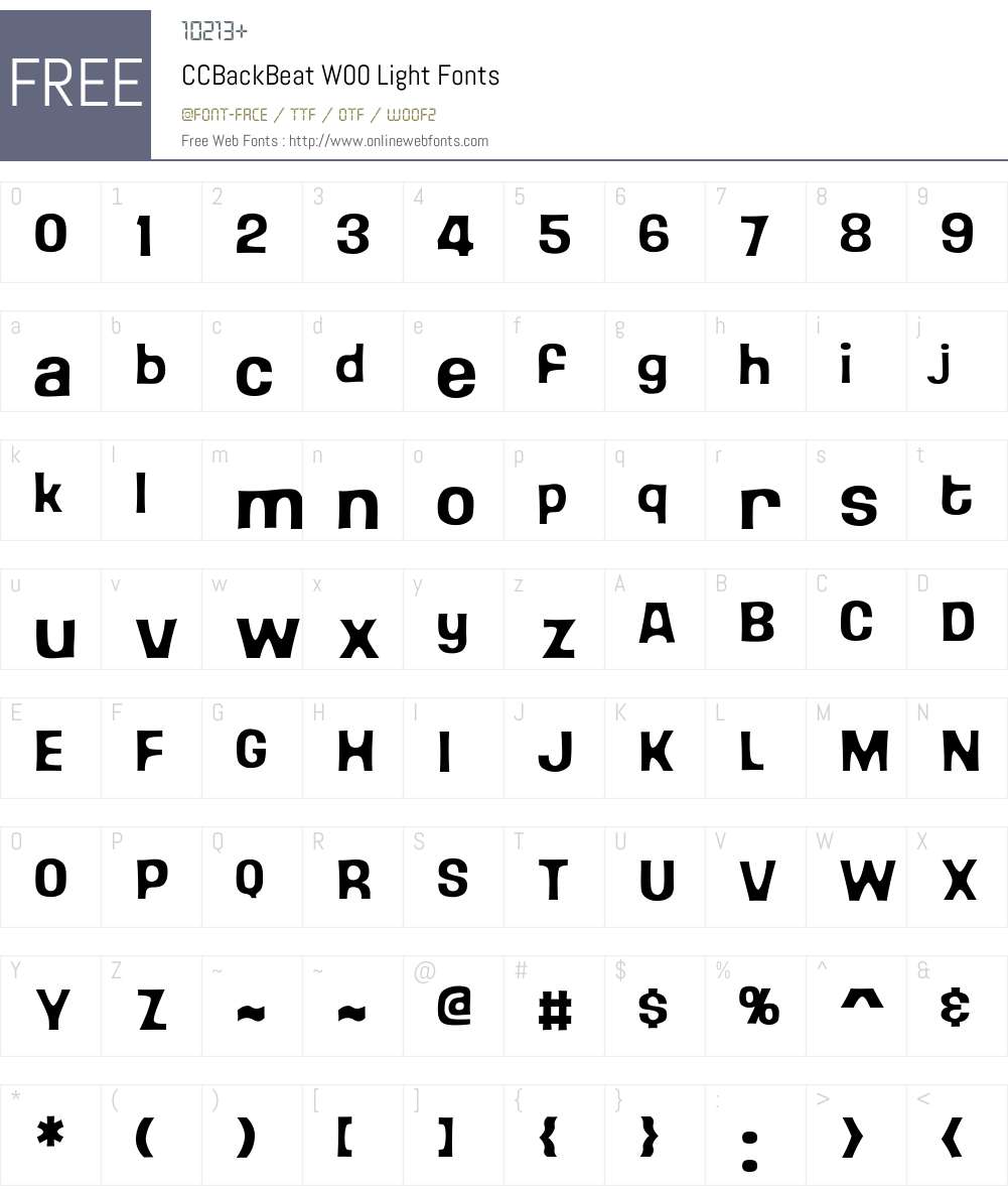 CCBackBeatW00-Light Font Screenshots