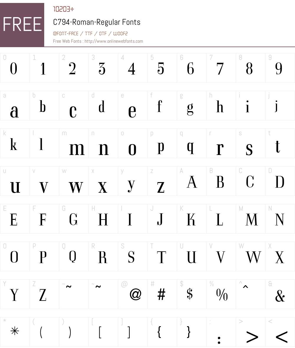 C794-Roman Font Screenshots