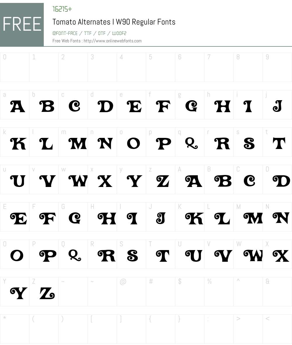 TomatoAlternatesIW90-Rg Font Screenshots