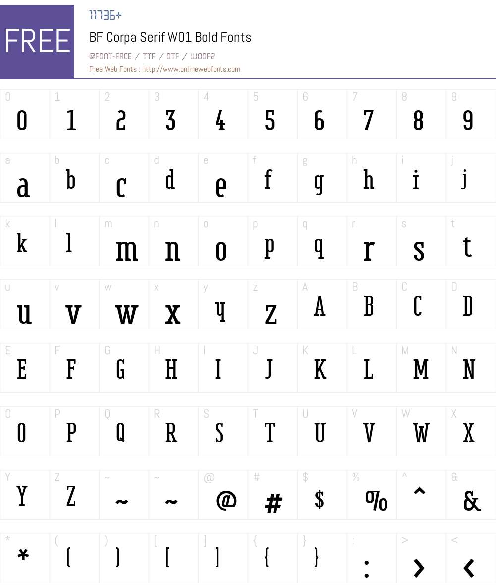 BFCorpaSerifW01-Bold Font Screenshots