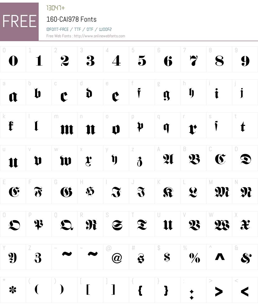 160-CAI978 Font Screenshots