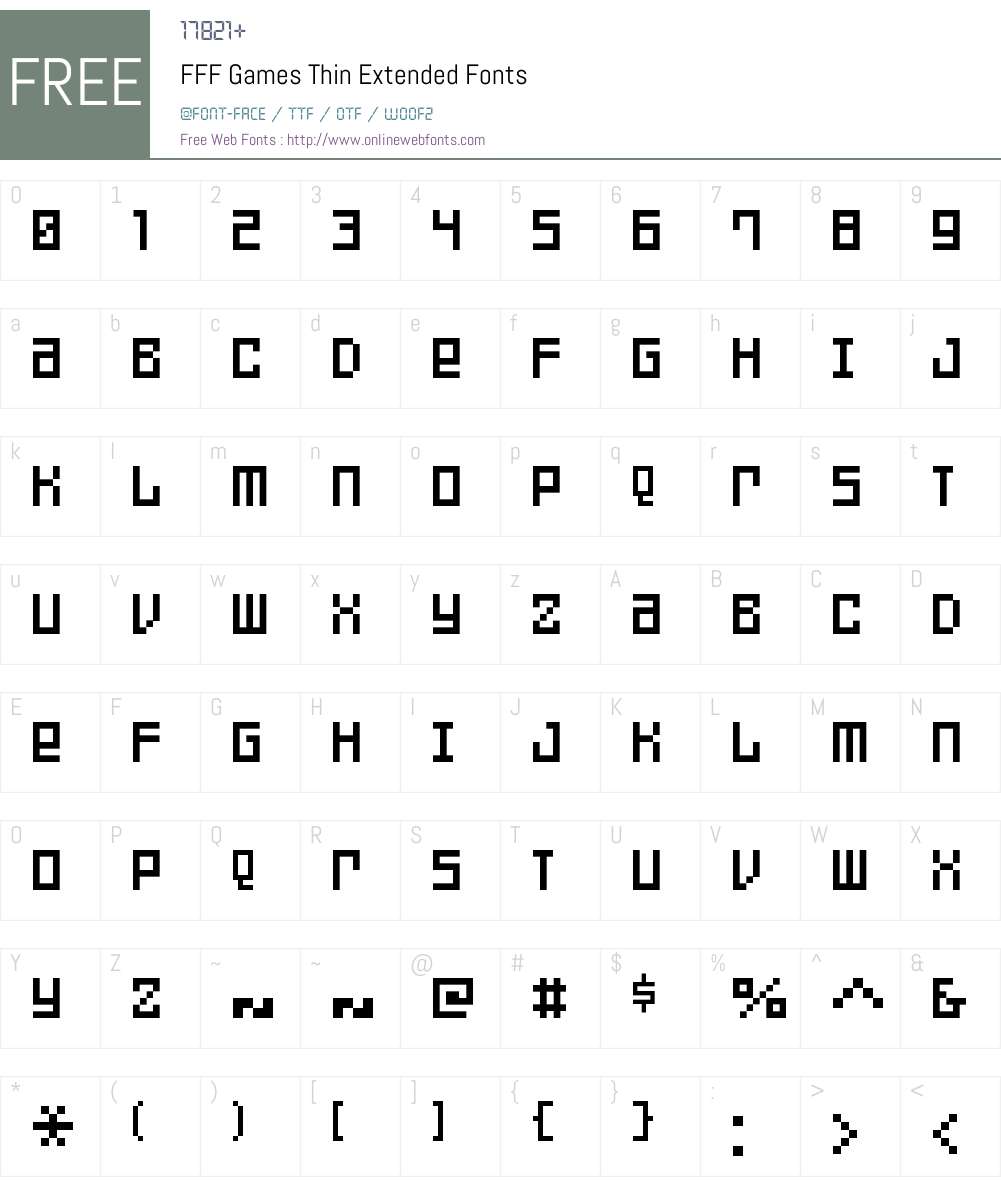 FFF Games Thin Extended Font Screenshots