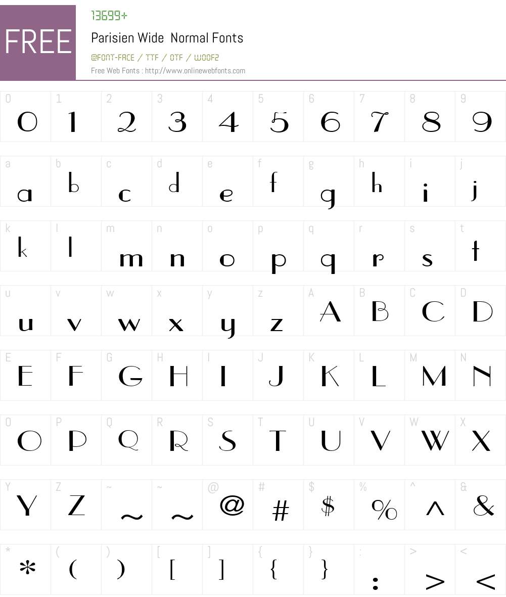 Parisien Wide Font Screenshots