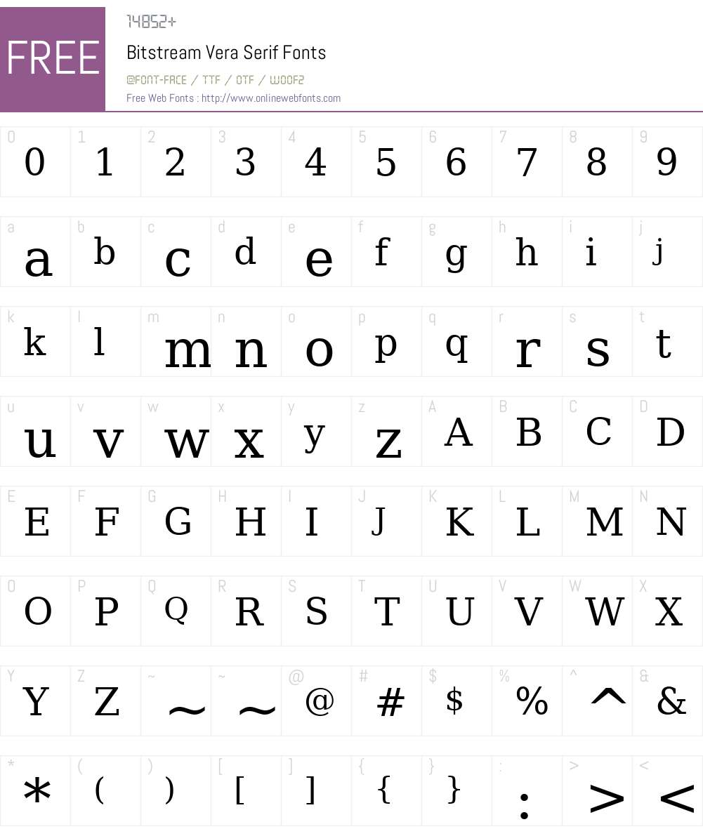 Bitstream Vera Serif Font Screenshots