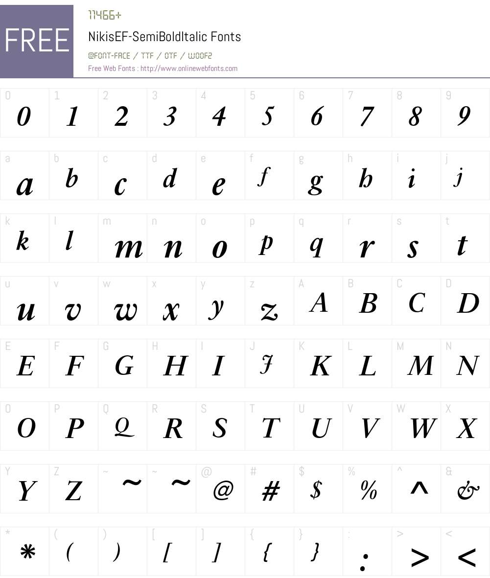 NikisEF-SemiBoldItalic Font Screenshots