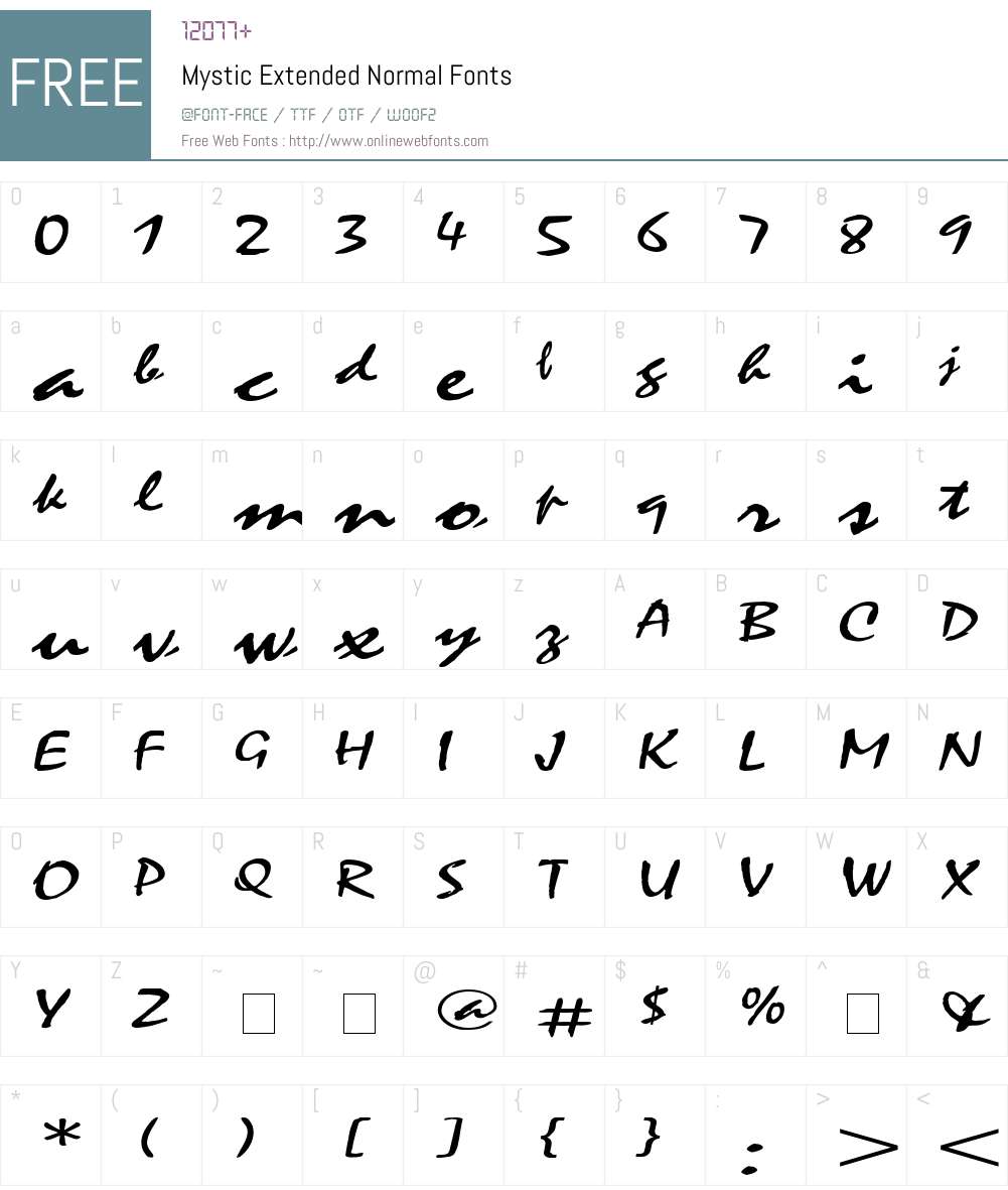 Mystic Extended Font Screenshots
