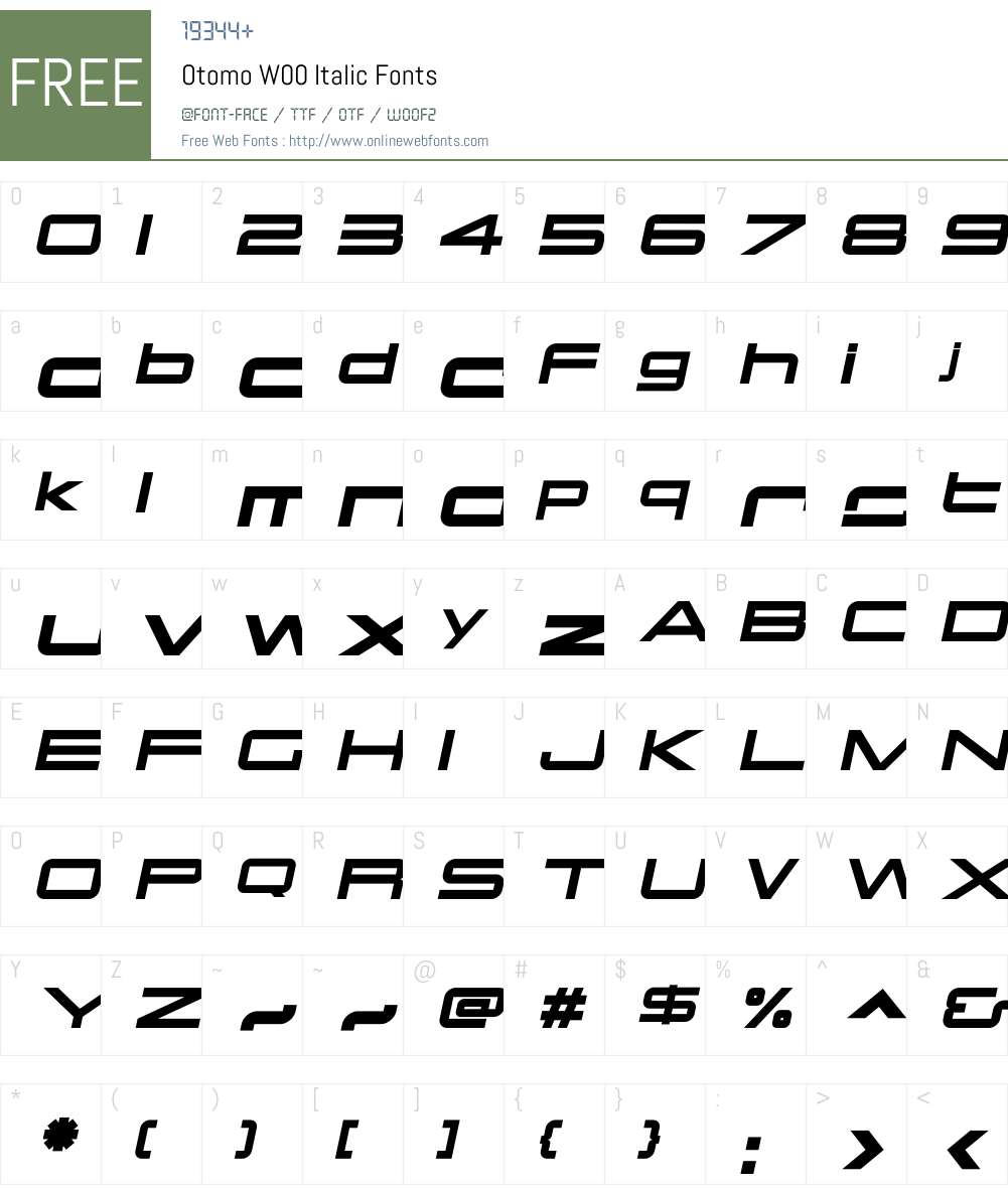 OtomoW00-Italic Font Screenshots