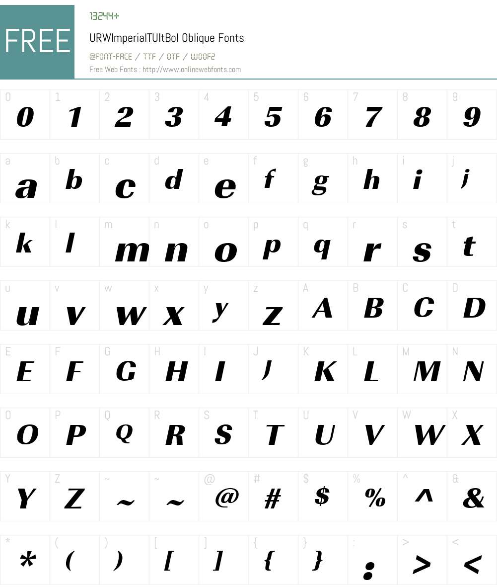 URWImperialTUltBol Font Screenshots