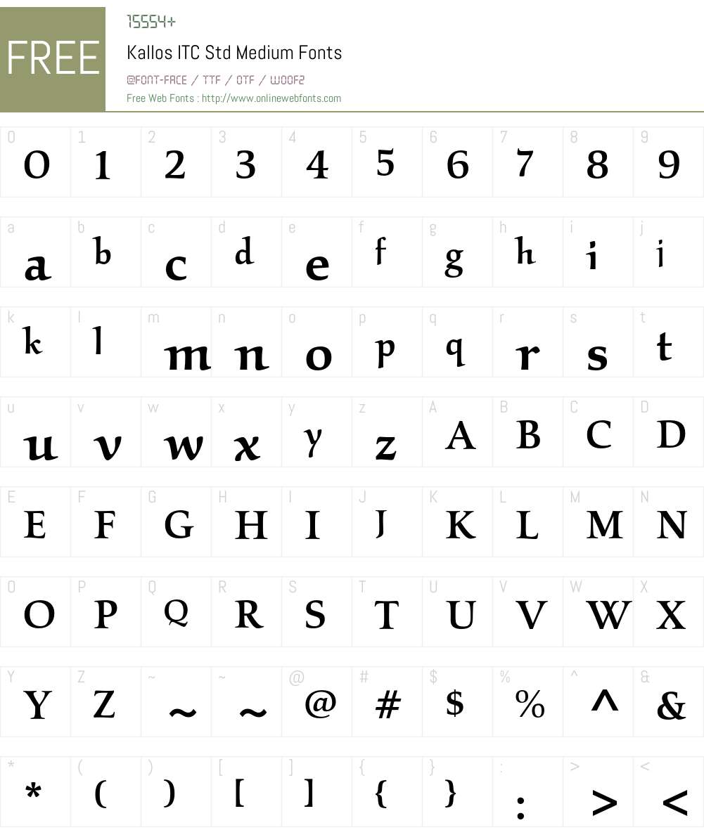 Kallos ITC Std Font Screenshots