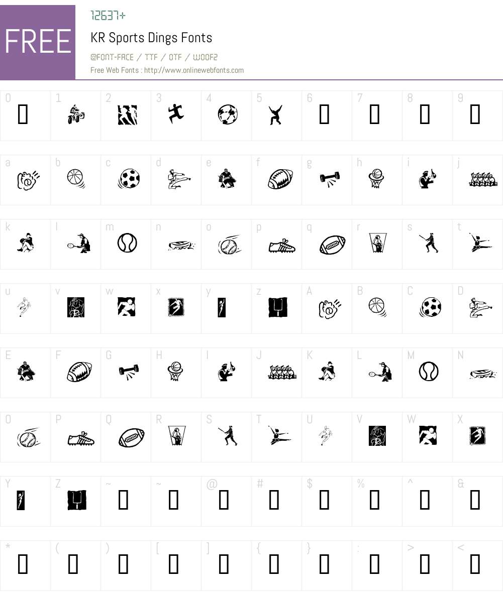 KR Sports Dings Font Screenshots
