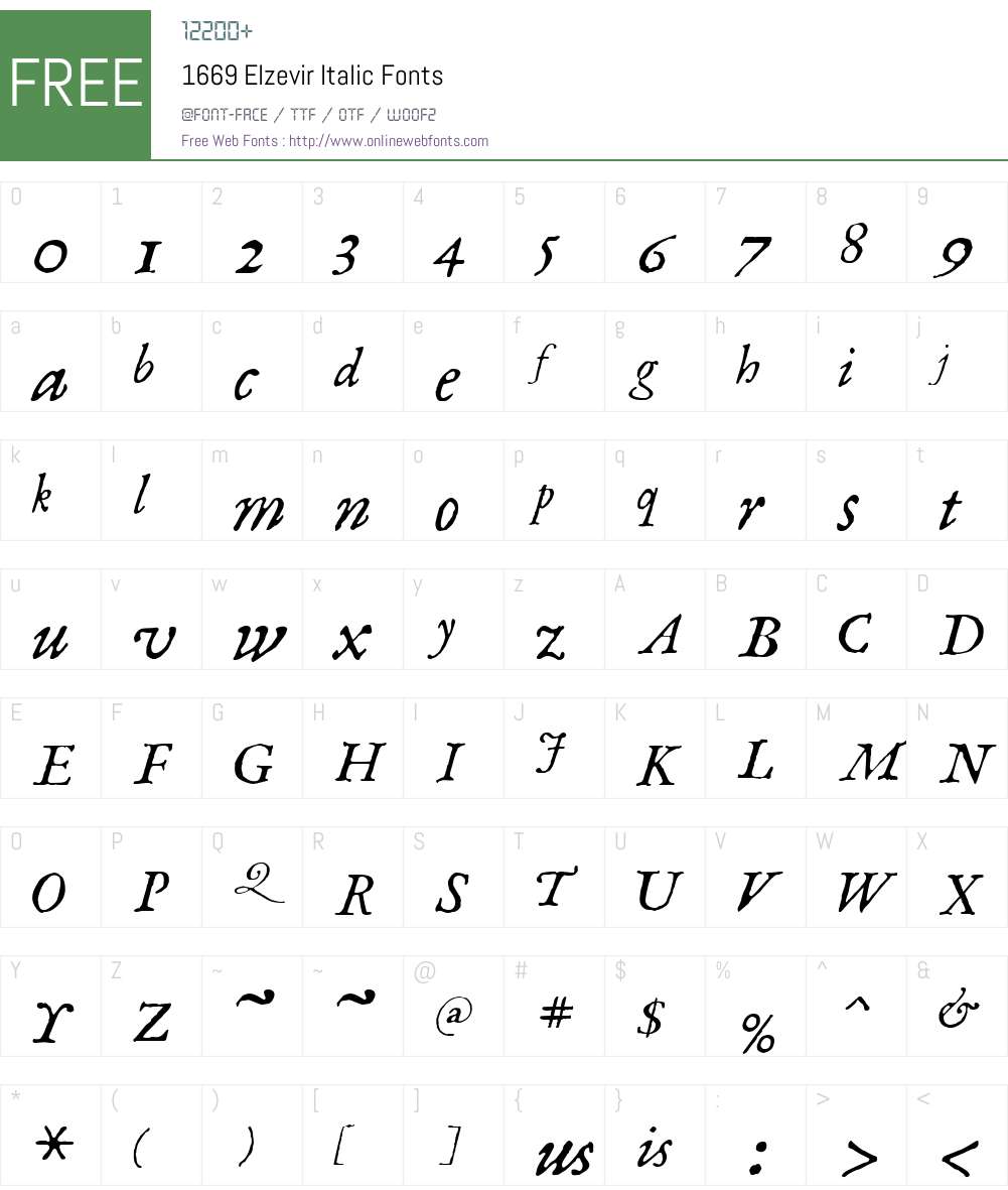 1669ElzevirItalic Font Screenshots
