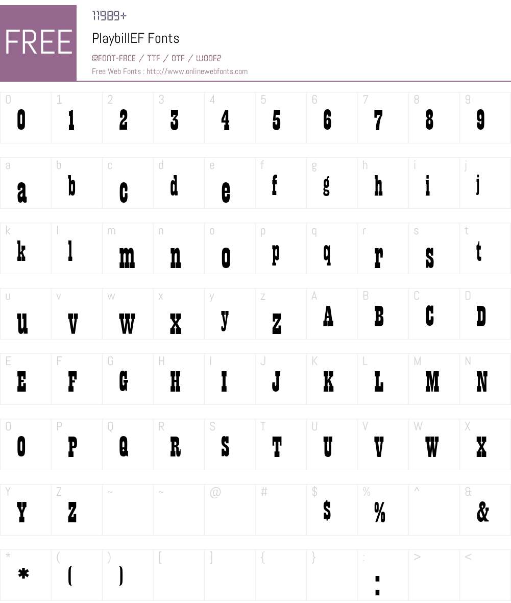 PlaybillEF Font Screenshots