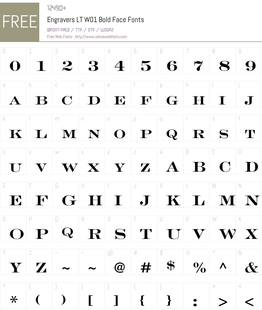 EngraversLTW01-BoldFace Font Screenshots