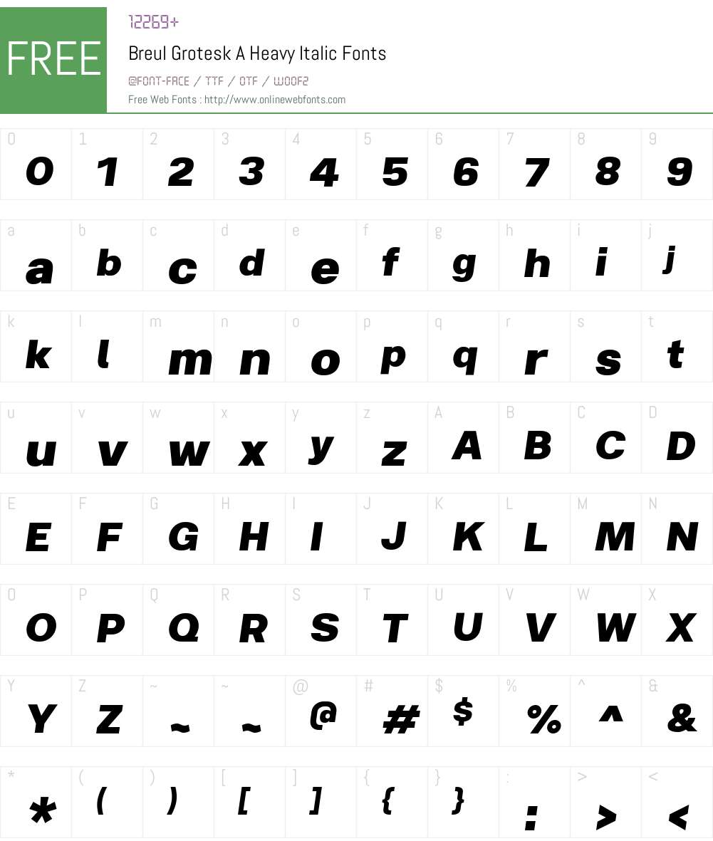 BreulGroteskA-HeavyItalic Font Screenshots