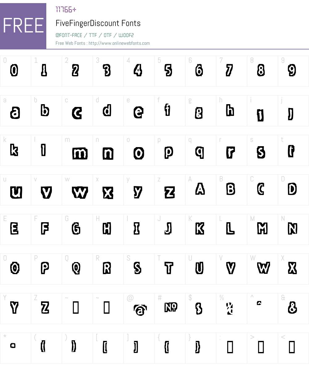 FiveFingerDiscount Font Screenshots