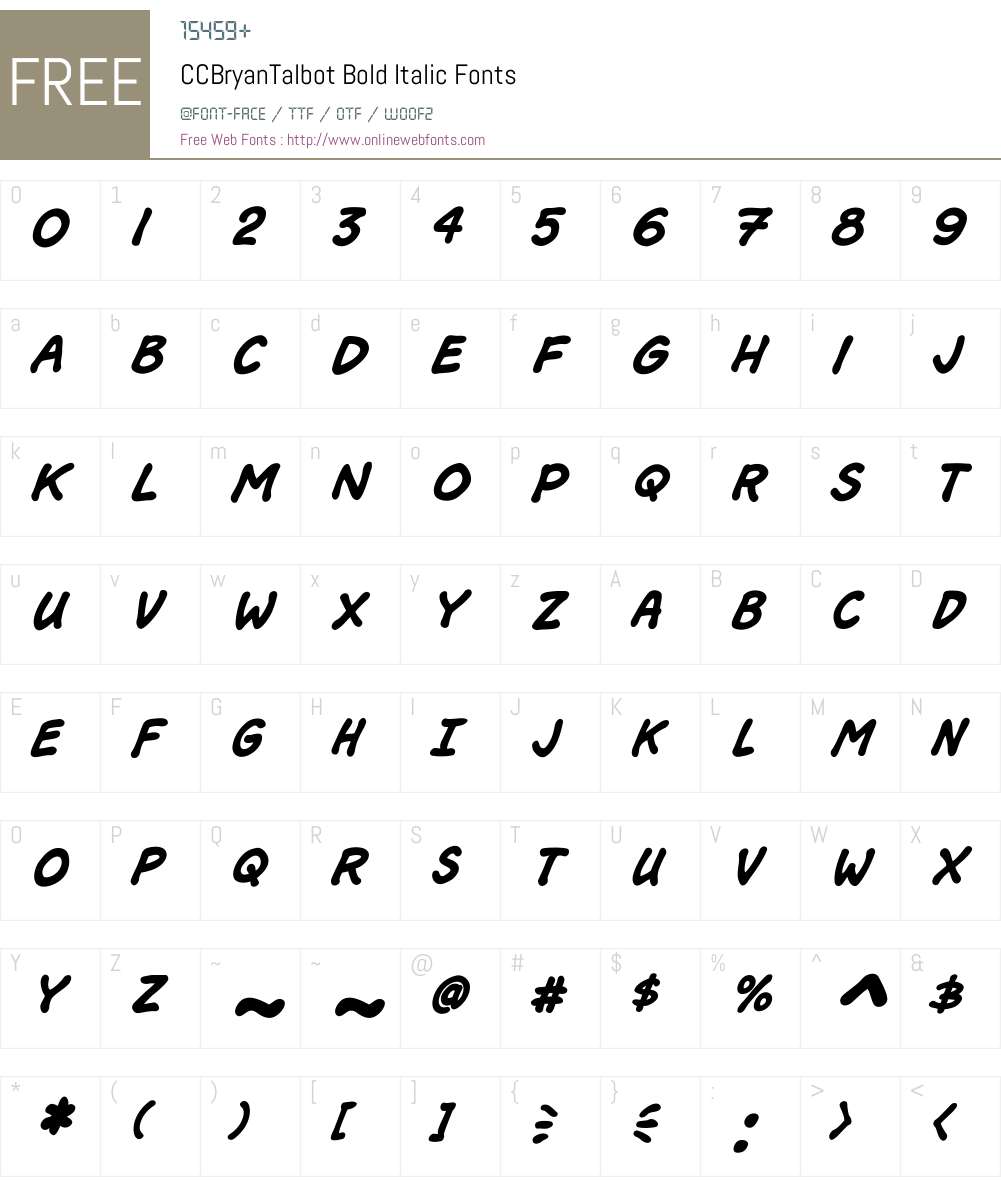 CCBryanTalbot-BoldItalic Font Screenshots