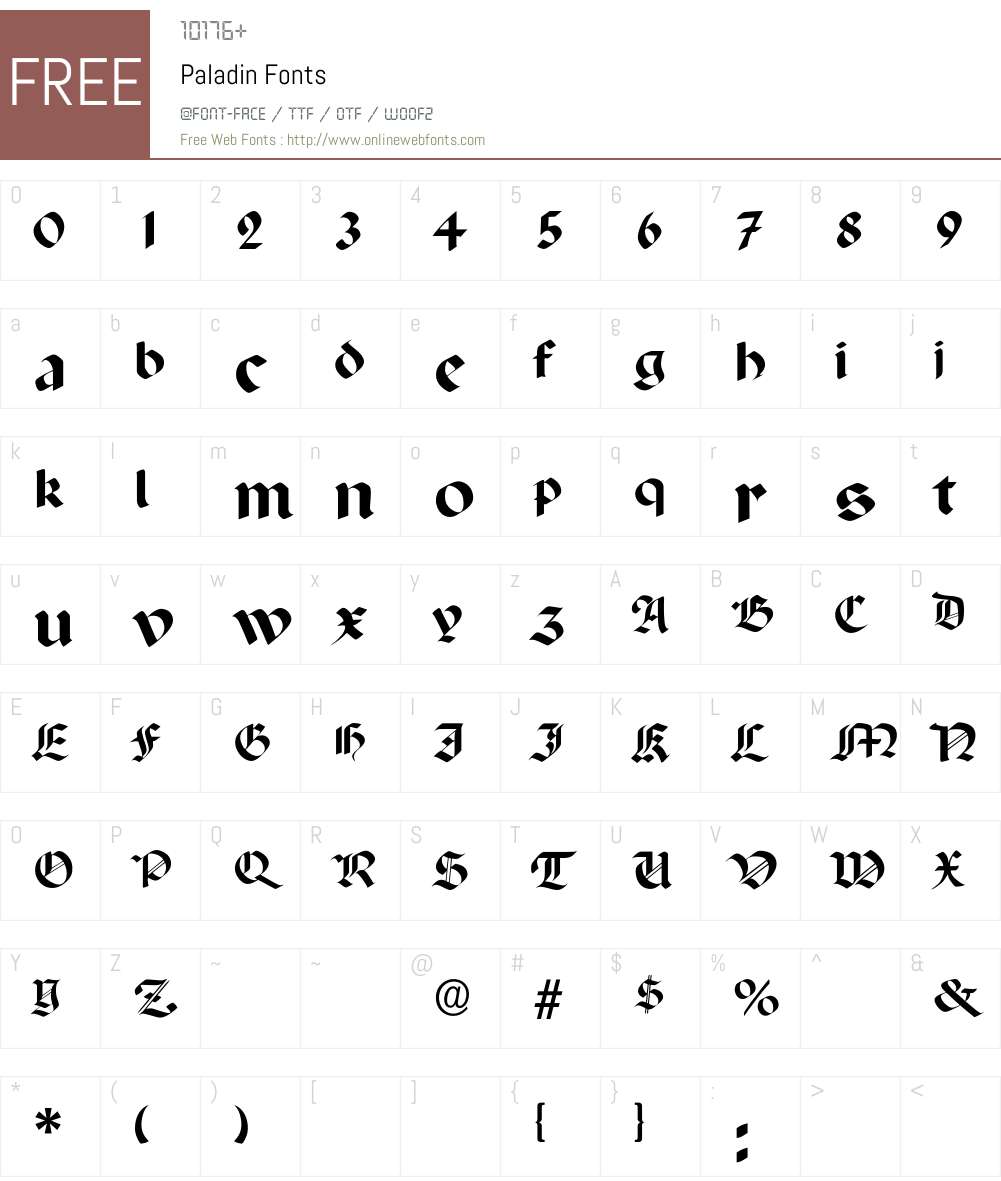 Paladin Font Screenshots