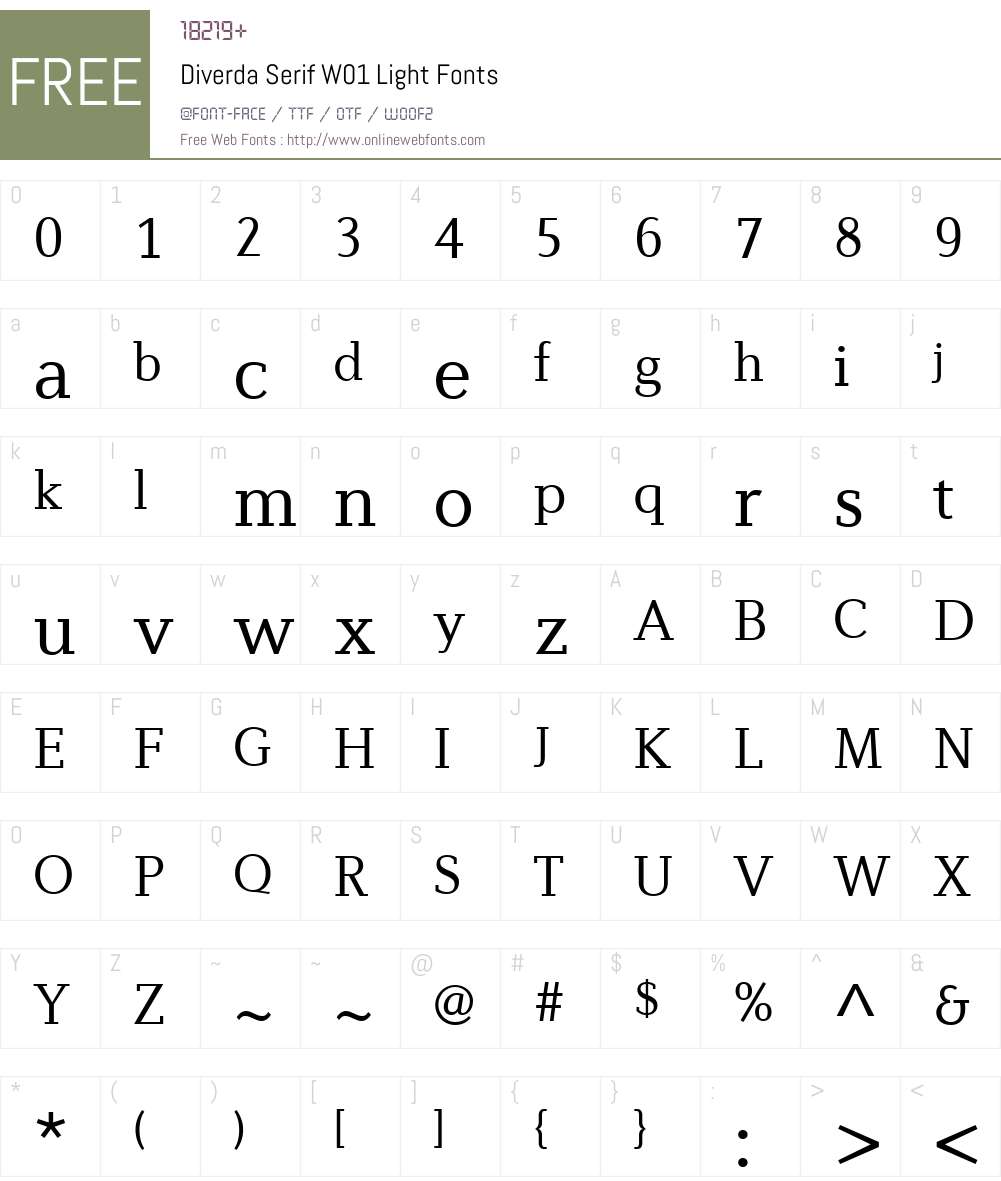 DiverdaSerifW01-Light Font Screenshots