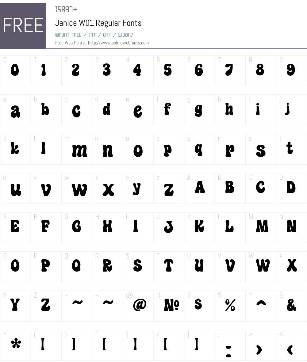 JaniceW01-Regular Font Screenshots