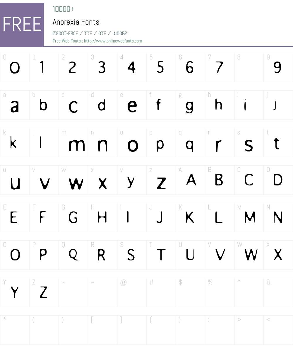 Anorexia Font Screenshots