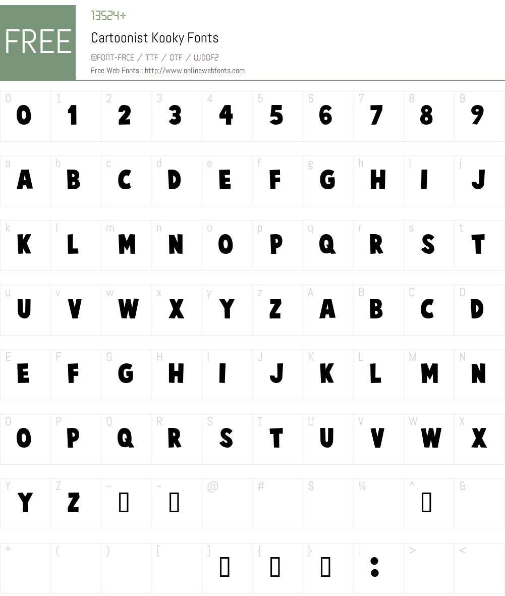 Cartoonist Font Screenshots