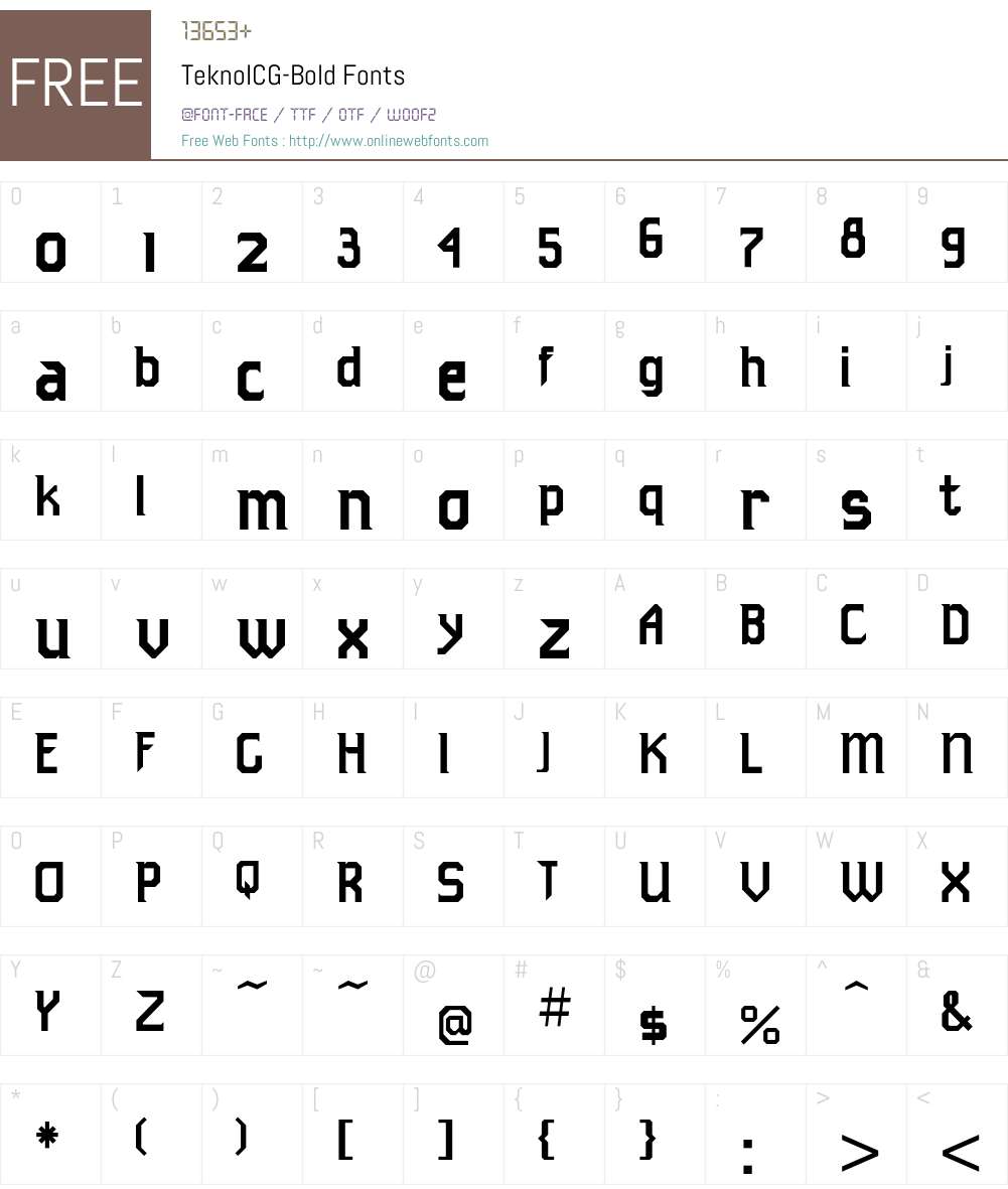TeknoICG Font Screenshots