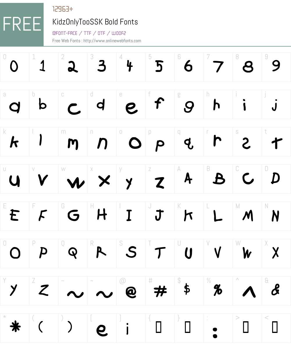 KidzOnlyTooSSK Font Screenshots