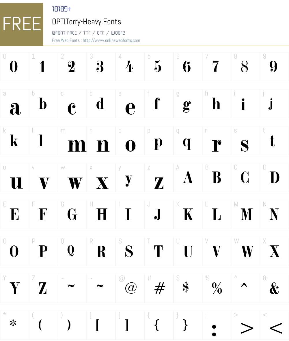 OPTITorry Font Screenshots