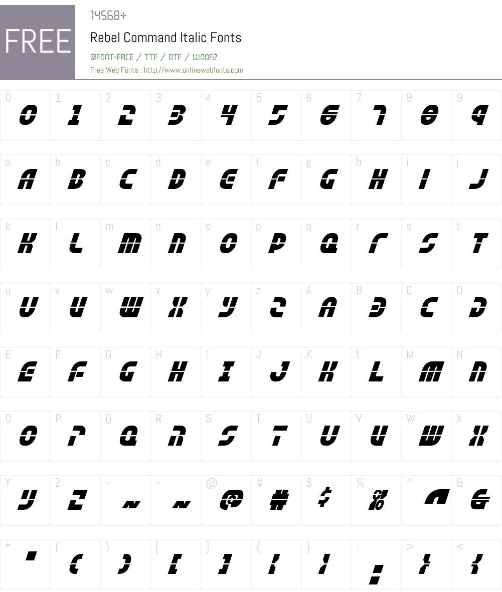 Rebel Command Italic Font Screenshots