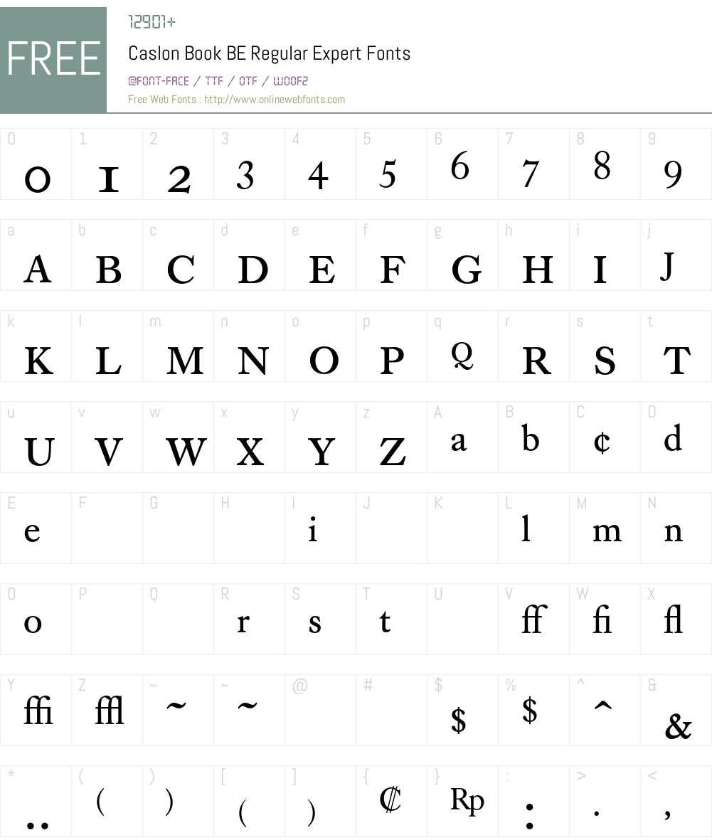 Caslon Book BE Font Screenshots