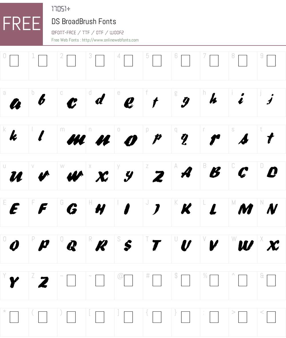 DS BroadBrush Font Screenshots