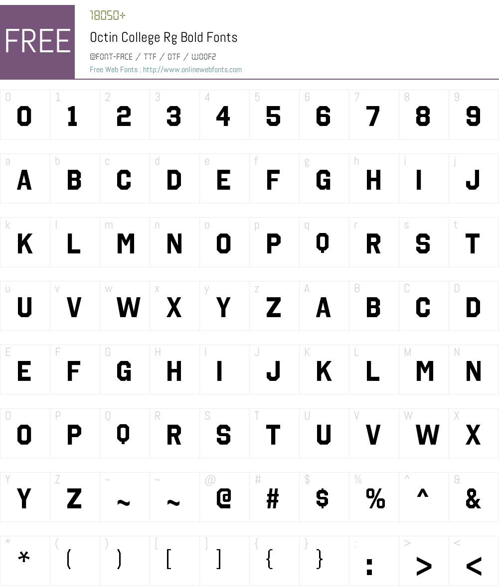 Octin College Font Screenshots