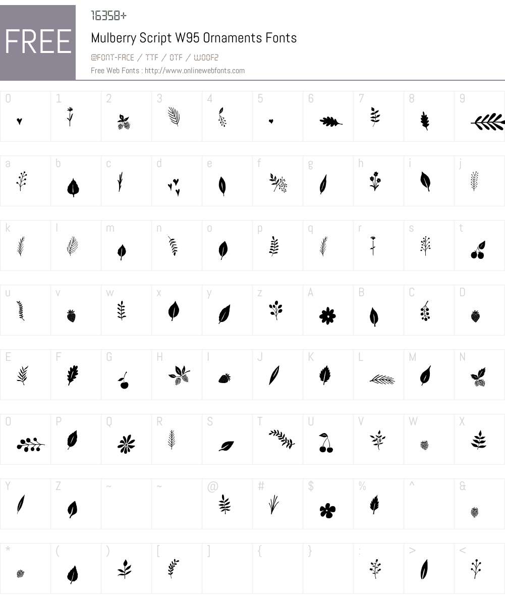 MulberryScriptW95-Ornaments Font Screenshots