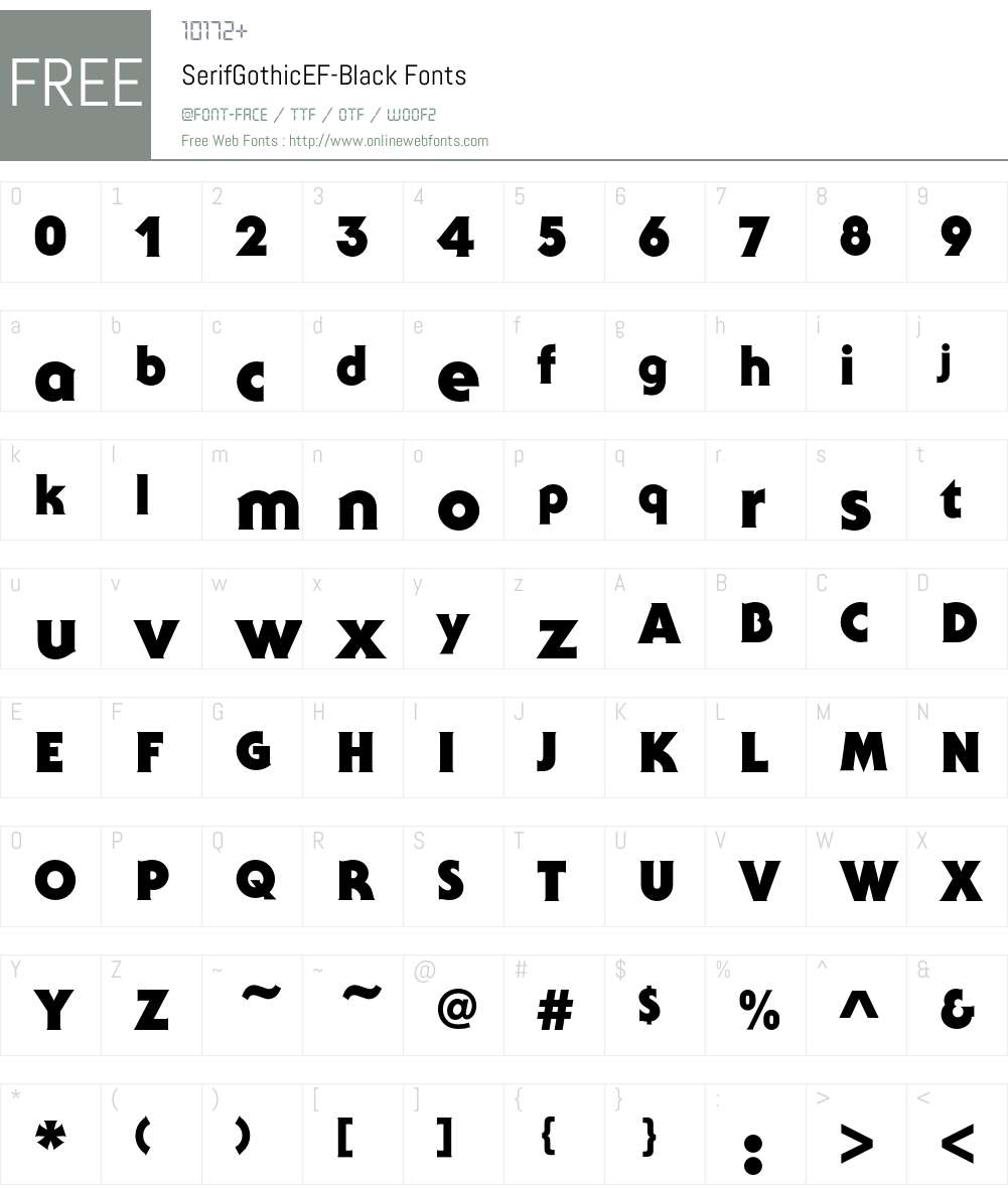 SerifGothicEF-Black Font Screenshots