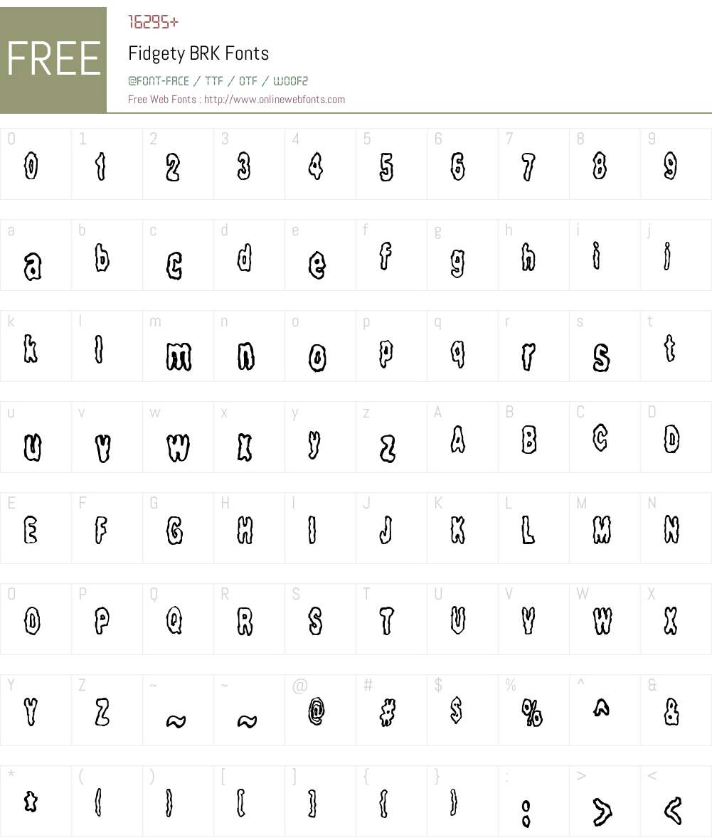 Fidgety BRK Font Screenshots