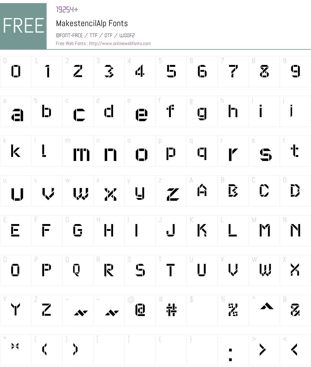 MakestencilAlp Font Screenshots