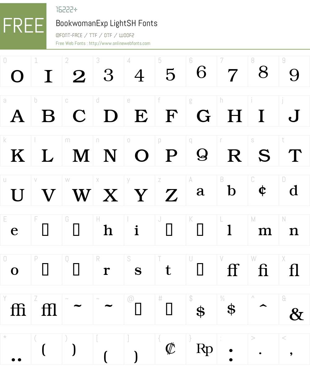 BookwomanExp Font Screenshots