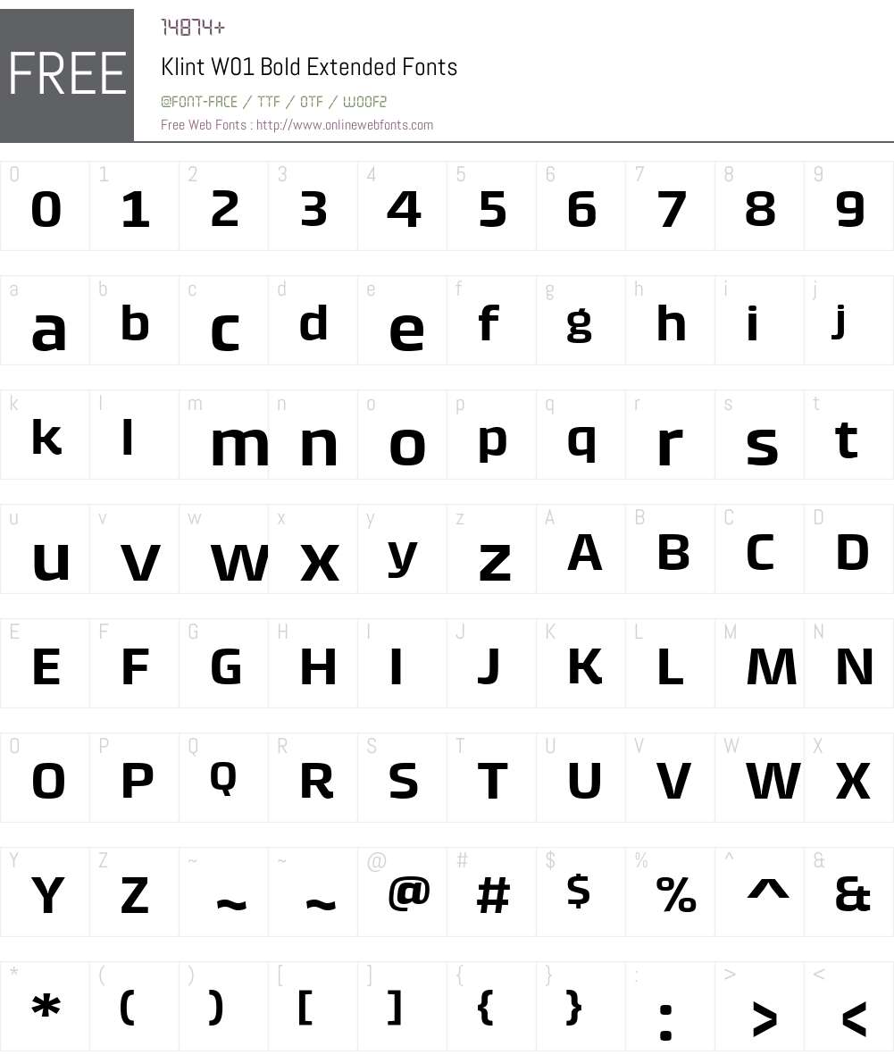 KlintW01-BoldExtended Font Screenshots